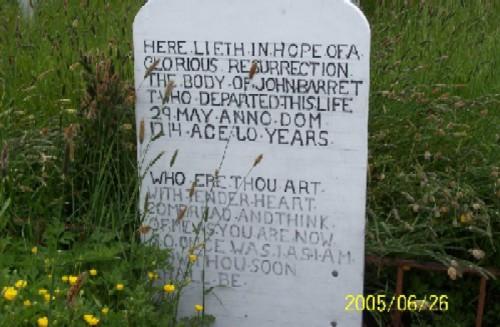 Wooden replica gravemarker at John Parot's Grave Municipal Heritage Site, Old Perlican, NL, 2006/06/26. ; © Judi Barter 2006