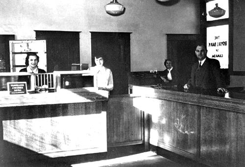 Interior view of the Royal Bank, 1952; Port Moody Station Museum, #2005.001.001