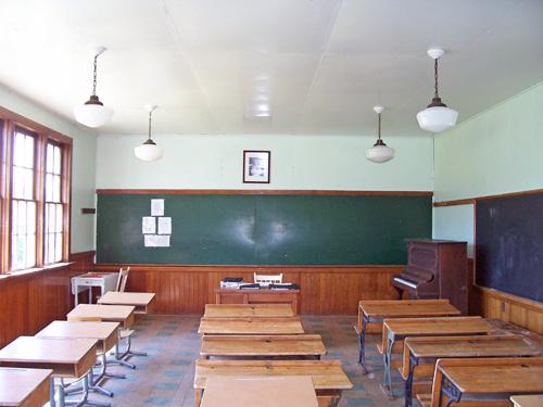 Interior view of Eunola School, Tilston area, 2006; Historic Resources Branch, Manitoba Culture, Heritage, Tourism and Sport, 2006