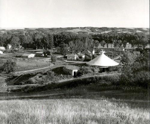 Archival photo by Henry Kalen of Qu'Appelle Valley with John Nugent Studio in foreground, 1960; Clifford Wiens, 1960