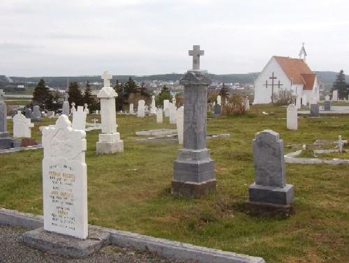 View of the Mortuary Chapel Cemetery with a left side view of the chapel in the background, Bonavista, NL, 2006/06/14.; L Maynard/HFNL 2006