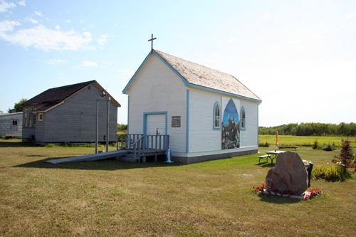 Primary elevations, from the northeast, of Peace Lutheran Church, Chatfield, 2006; Historic Resources Branch, Manitoba Culture,Heritage and Tourism 2006