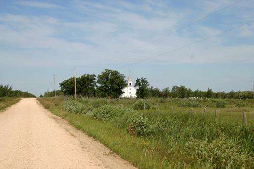 Contextual view, from the northeast, of Stony Hill Otto Lutheran Church, Lundar area, 2006; Historic Resources Branch, Manitoba Culture, Heritage and Tourism 2006