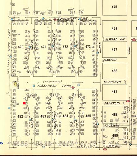 This 1951 Fire Insurance Map of Moncton shows 70 Reade St. in 1951.; Moncton Museum