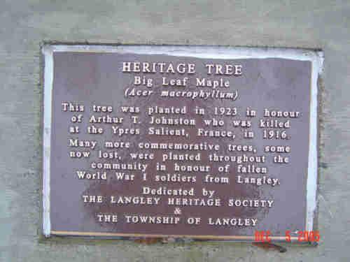 Close-up view of plaque; Township of Langley, 2006
