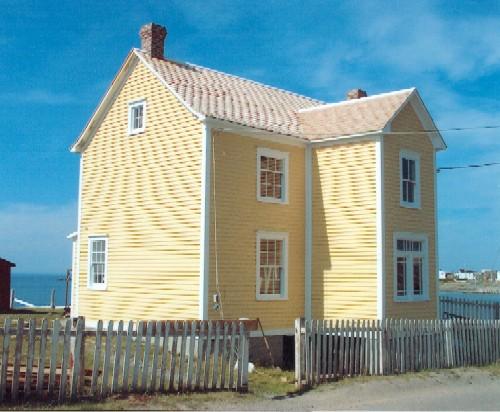 Exterior view of left side and facade of Joseph and Selena Templeman House, Bonavista, 2004; HFNL 2004