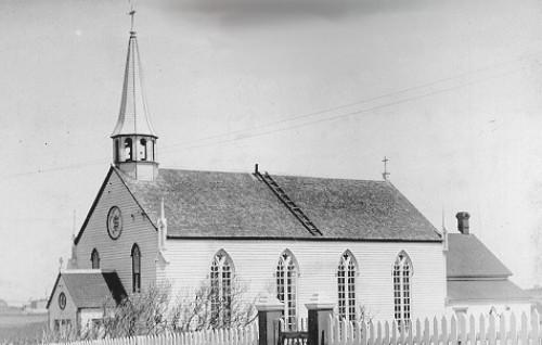 Side and front photo view of St. Joseph's Roman Catholic Church, Bonavista, circa 1930; Bonavista Historic Townscape Foundation/Newfoundland Historic Trust, 2005