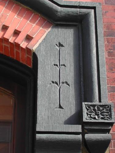 This photograph shows some of the detail on the elaborate entranceway, 2004; City of Saint John