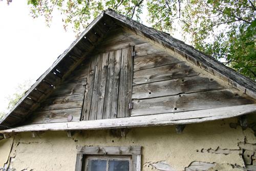 Wall and roof detail of the Torsky Cabin, Rossburn area, 2006; Historic Resources Branch, Manitoba Culture, Heritage and Tourism, 2006