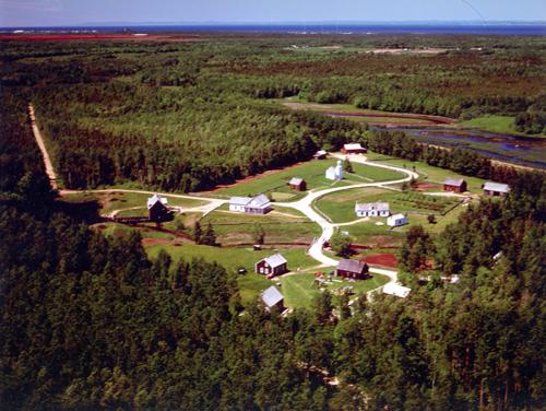 Aerial view of the Village Historique Acadien; Village Historique Acadien