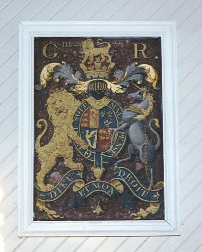 Coat of Arms painted during the Reign of King George III of England, who reigned betweent the 18tha nd 19th centuries.  Provenance unknown.; HFNL/ 2006