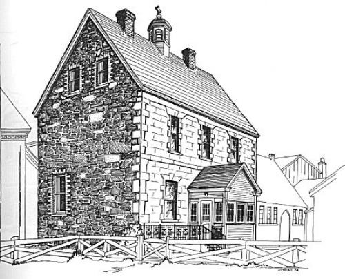 Sketch of Our Lady of Angels/ Presentation Convent as taken from book Ten Historic Towns.  Drawing by Jean Ball, 1978.; Newfoundland Historic Trust 2006/ HFNL 2006