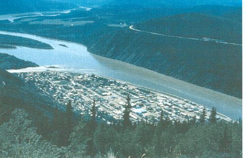 Dawson Historical Complex from the Dome, looking southwest, 1993.; Public Works and Government Services Canada/Travaux publics et Services gouvernementaux Canada, Guy Masson, 1993.