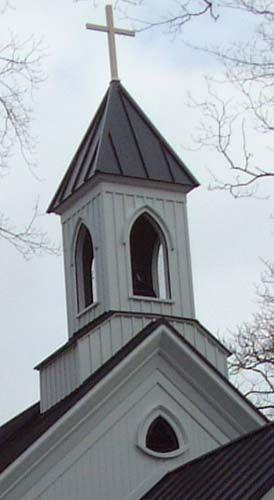 closeup of belfry, St. John's Anglican Church, Wolfville, NS, 2006; Heritage Division, NS Dept. of Tourism, Culture and Heritage, 2006
