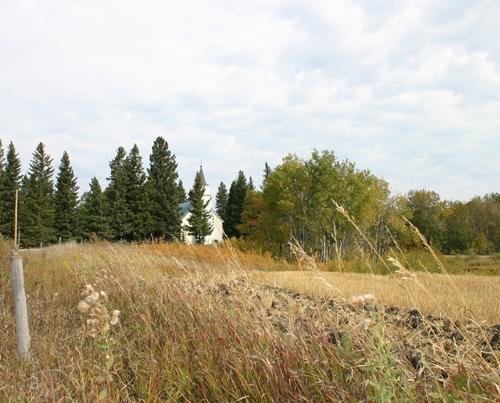 Contextual view, from the south, of Our Lady of the Assumption Roman Catholic Church, Oakburn area, 2006; Historic Resources Branch, Manitoba Culture, Heritage and Tourism, 2006