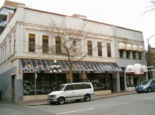 Exterior view of the Hickey Block (left) and Rees & Higgins Block (right); City of Vancouver, 2004