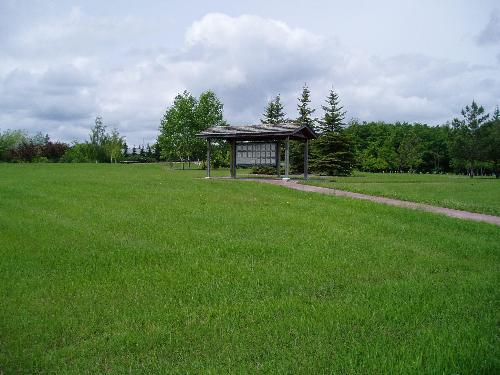 View of the landscape and monument on the Dulmage Homestead site, 2005.; Candice Lee, 2005.