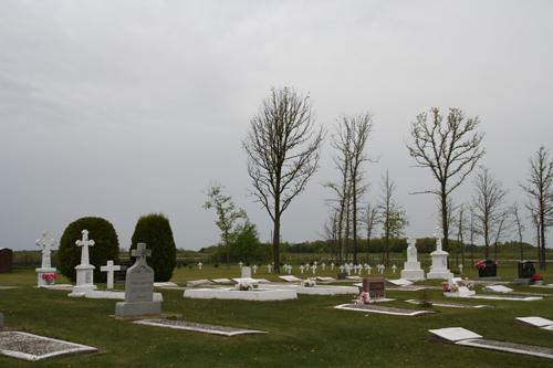 Contextual view, from the southeast, showing the main cemetery in the foreground and in the background the recently recovered 1902 section of the Overstoneville Independent Cemetery, Tolstoi area, 2006; Historic Resources Branch, Manitoba Culture, Heritage and Tourism, 2006
