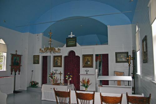Interior view of the Ukrainian Greek Orthodox Church of the Assumption of St. Mary, Rossburn area, 2006; Historic Resources Branch, Manitoba Culture, Heritage and Tourism, 2006