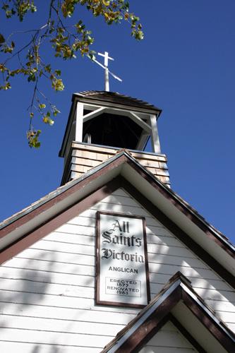 Tower view of All Saints Victoria Anglican Church, Stonewall area, 2006; Historic Resources Branch, Manitoba Culture, Heritage and Tourism, 2006