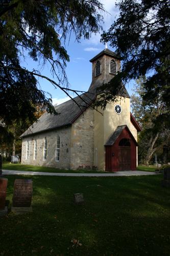 Primary elevations, from the east, of Little Britain United Church, Lockport area, 2006; Historic Resources Branch, Manitoba Culture, Heritage & Tourism, 2006