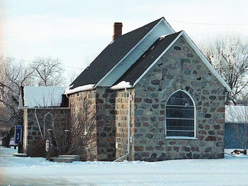 Primary elevations, from the east, of Christ Anglican Church, Cartwright, 2005; Historic Resources Branch, Manitoba Culture, Heritage, Tourism and Sport, 2005