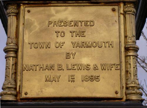 Presentation plaque on the Lewis Fountain, Yarmouth, NS, 2006.; Heritage Division, NS Dept. of Tourism, Culture & Heritage, 2006