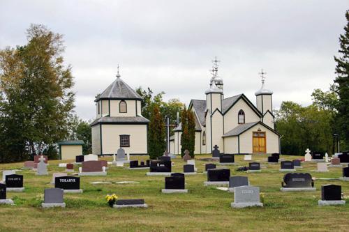 Contextual view, from the west, of St. Michael's Ukrainian Catholic Church, Olha, 2006; Historic Resources Branch, Manitoba Culture, Heritage and Tourism, 2006