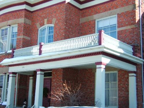 Corbett Residence - This photograph shows the balcony and supporting pillars, 2005 ; City of Saint John