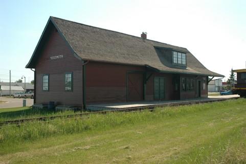 Trackside view of the Northern Alberta Railway Station Provincial Historic Resource, Sexsmith  (May 2005); Alberta Culture and Community Spirit, Historic Resources Management Branch, 2005