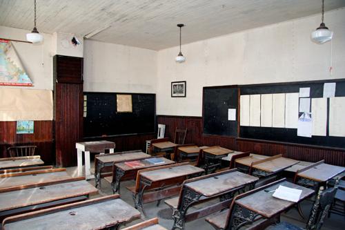 Interior view of Mowbray School, Windygates area, 2007; Historic Resources Branch, Manitoba Culture, Heritage, Tourism and Sport, 2007