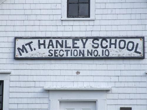 Mount Hanley School sign, Mount Hanley School Section No. 10, Mount Hanley, Nova Scotia, 2006.; Heritage Division, NS Dept. of Tourism, Culture and Heritage, 2006.