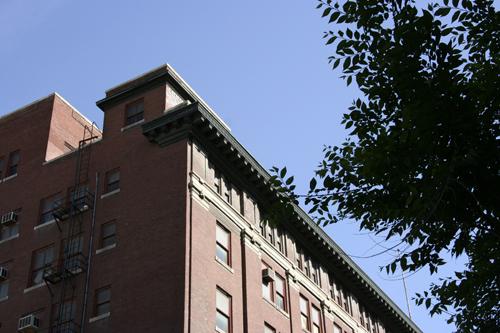 Detail view of the Maltese Cross Building, Winnipeg, 2006; Historic Resources Branch, Manitoba Culture, Heritage, Tourism and Sport, 2006