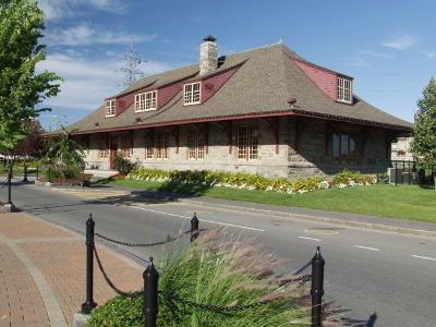 Corner view of Canadian Pacific Railway Station in Saint-Jérôme; Ville de Saint-Jérôme | City of Saint-Jérôme