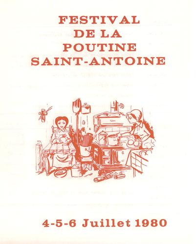 A brochure for the poutine festival in 1980.  This festival made Saint-Antoine the "poutine rapée" capital of the world; Valmond Léger collection
