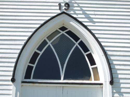 Decorative window, West Branch United Church, West Branch, 2006; Heritage Division, NS Dept of Tourism, Culture and Heritage, 2006.