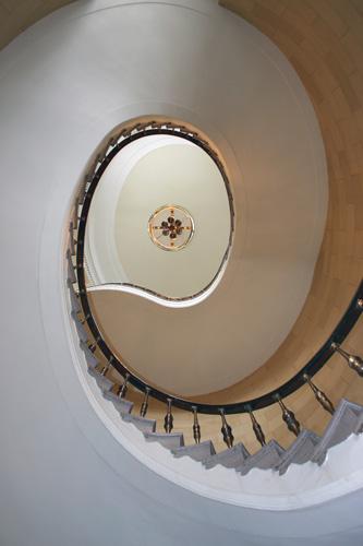 Interior view of the main staircase in the Bank of Hamilton, Winnipeg, 2006; Historic Resources Branch, Manitoba Culture, Heritage and Tourism, 2006