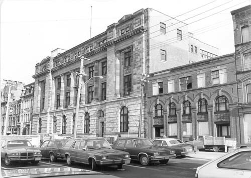 Postal Station 'A', showing the sandstone façade, 1983.; Parks Canada Agency/Agence Parcs Canada, C. Cameron, 1983.