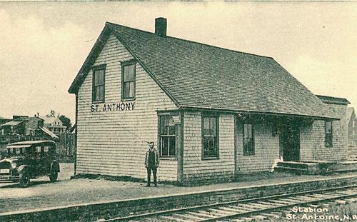 The former Saint-Antoine station which served the Bouctouche Railway. Photo taken between 1928 and 1930.; Valmond Léger Collection