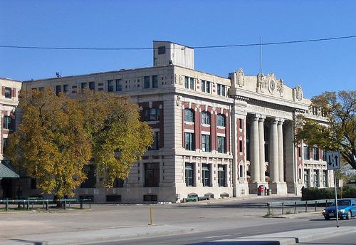 Side view of Canadian Pacific Railway Station (Winnipeg), showing the high quality of craftsmanship evident in its composition and details, 2003.; Former Canadian Pacific Railway Station, Sean Marshall, 2003