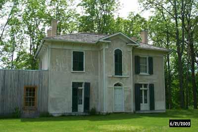 Corner view of Chiefswood, showing the front elevation and the main entrance, 2003.