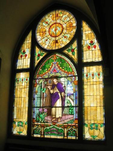 Stained glass window in the New Stockholm Lutheran Church, 2006.; Government of Saskatchewan, Brett Quiring, 2006.