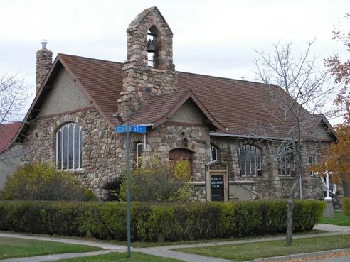 View of the Lamont United Church, Lamont, looking northwest (November  2005); Lamont County, 2005