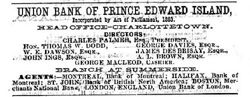 W.E. Dawson listed as a director; History of PEI by Duncan Campbell, 1875