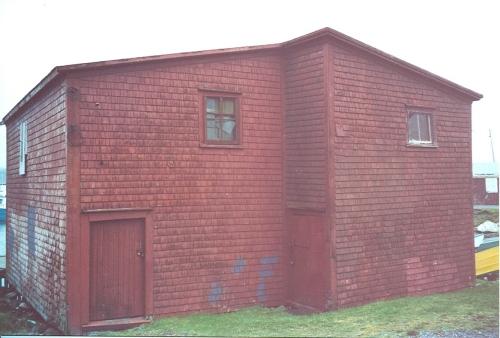 Rear facade of Stoodley Fishing Stage, Grand Bank, NL.  Photo taken 2003.; HFNL 2007