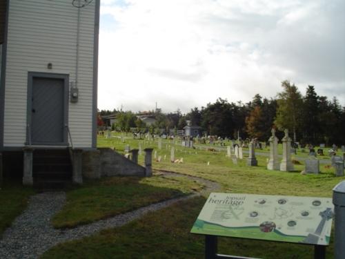Photo of St. John the Evangelist Cemetery with church in left corner. View looking east, photo taken October 2006.; Kim Barnes/ HFNL 2007