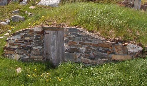 Front photo view of Dan Goodland-Downstairs Root Cellar, Maberly, Elliston, NL, 2006/06/15; L Maynard, HFNL, 2007