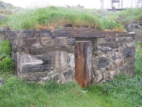 Exterior photo view of front of Tom Porter Root Cellar, Elliston, NL,  summer 2007; Tourism Elliston Inc., 2007