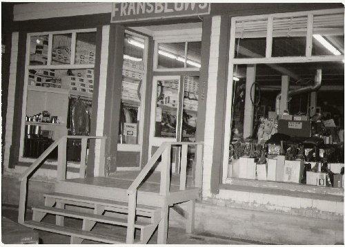 Historic photograph of the original shop windows; Town of Tracadie-Sheila