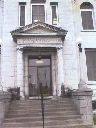 View of the main entrance to the administration section of the Administration and Main Cellblock Building, 2001.; Bruce Macdonald, 2001.